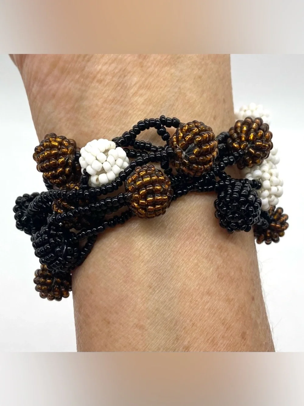 Black White Brown Beaded Necklace Boho Eclectic Whimsigoth Fairy 90s Minimalism